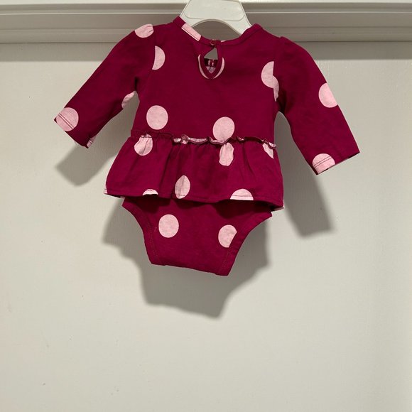 CARTER"S BABY RED WITH PINK POOKA DOT ONESIE - Picture 3 of 4